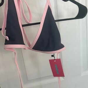 Stylish Gray and Pink Bikini Top